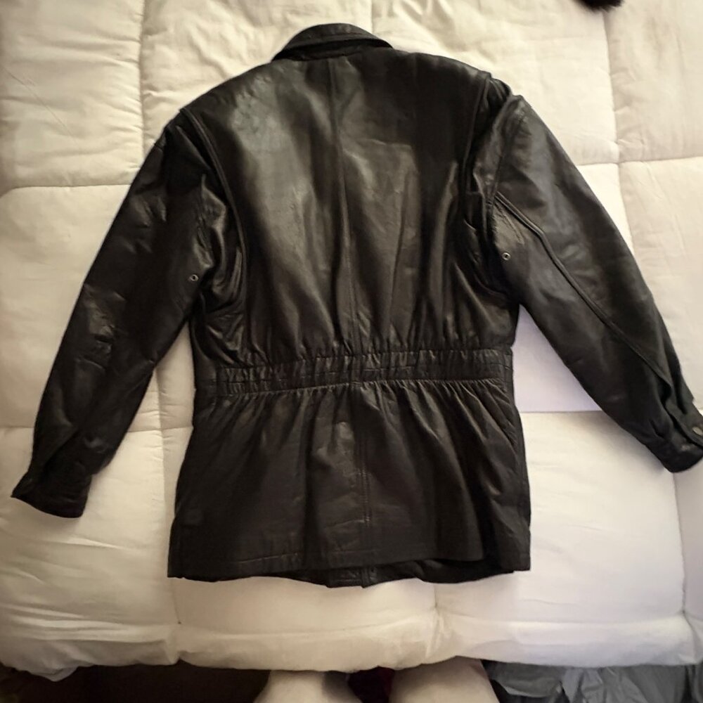 Georgetown Leather Design VTG 90s Black Mens Jacket Genuine Leather Coat M - Picture 6 of 15